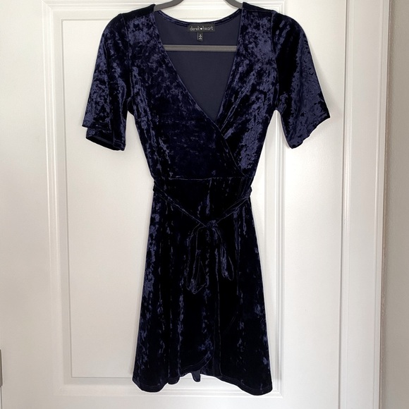 Velvet Faux Wrap Dress - Picture 1 of 5